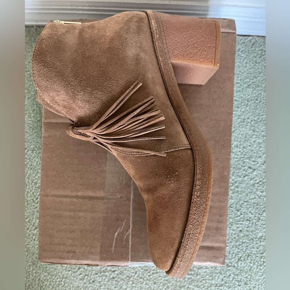 UGG Reeza Fringe Ankle Boots 1018642 Chestnut Suede Size 10 EUC - Picture 9 of 9